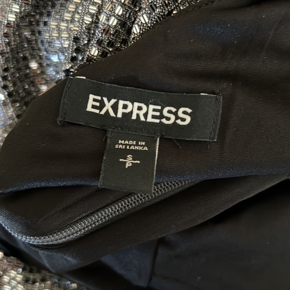 EXPRESS Metallic Sequin Asymmetrical Sleeveless Sheath Dress - Picture 12 of 13